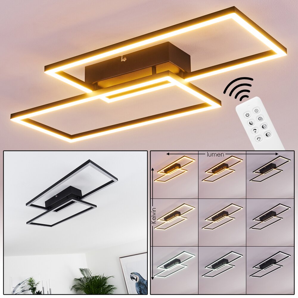 Cheka Plafondlamp LED Zwart, 2-lichts, Afstandsbediening main product photo