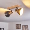 Orny Plafondlamp Antraciet, Hout licht, 2-lichts Orny Plafondlamp Antraciet, Hout licht, 2-lichts