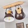 Orny Plafondlamp Antraciet, Hout licht, 2-lichts Orny Plafondlamp Antraciet, Hout licht, 2-lichts