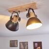 Orny Plafondlamp Antraciet, Hout licht, 2-lichts Orny Plafondlamp Antraciet, Hout licht, 2-lichts