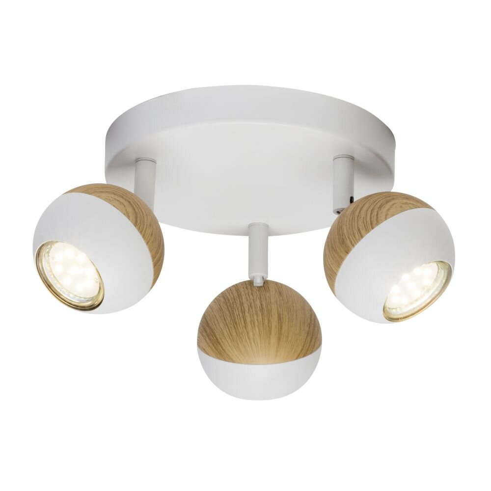 Brilliant Scan Ronde spots LED Hout licht, Wit, 3-lichts main product photo