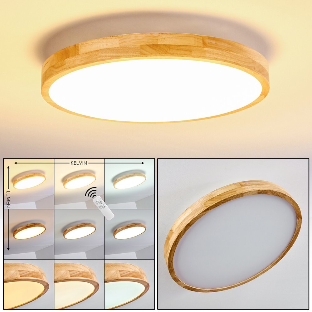 Bagaha Plafondlamp LED Hout licht, 1-licht, Afstandsbediening main product photo