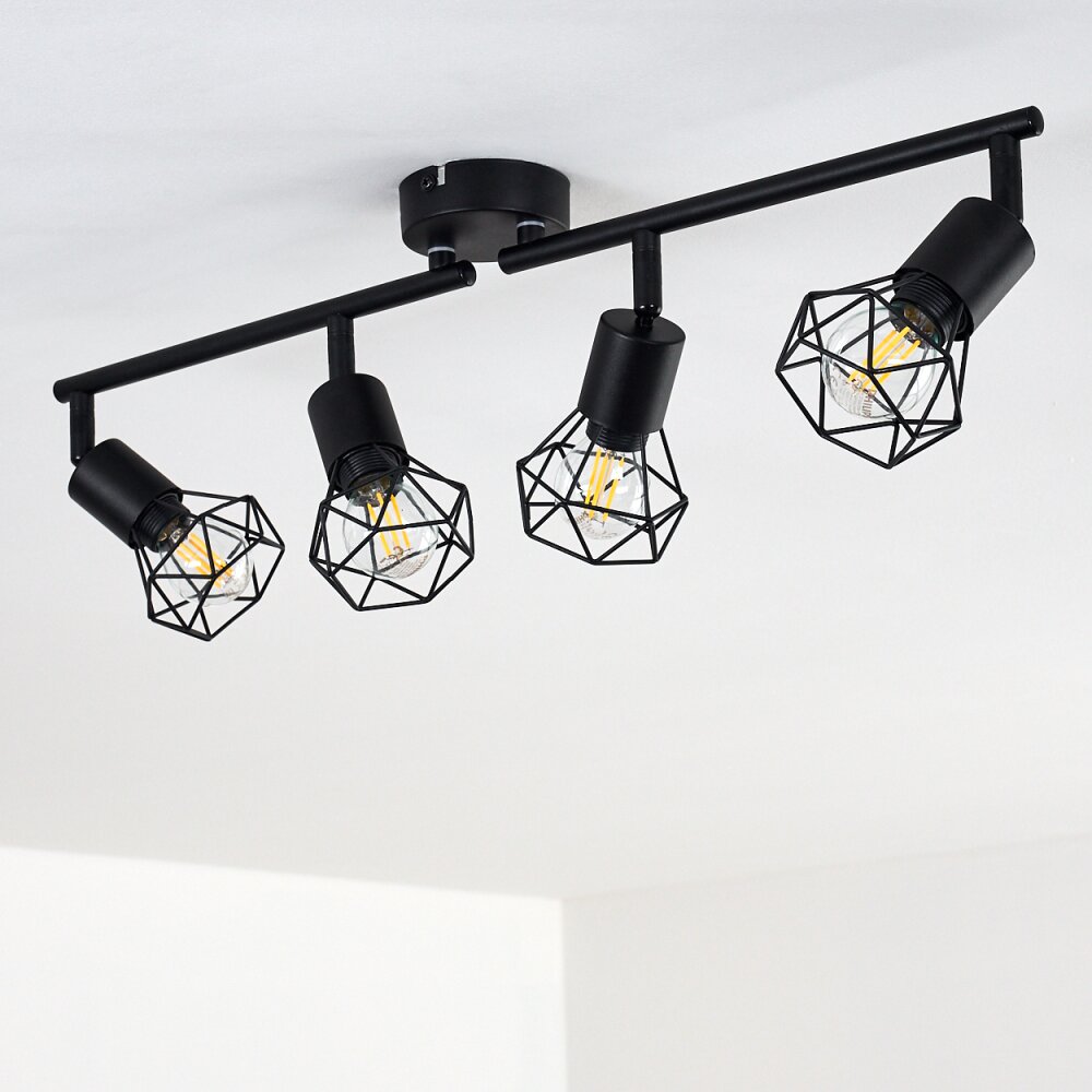 Baripada Plafondlamp Zwart, 4-lichts