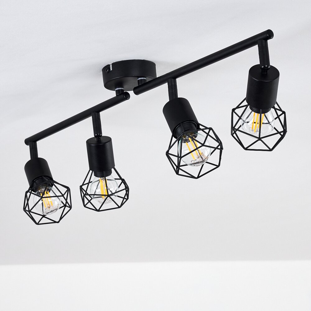 Baripada Plafondlamp Zwart, 4-lichts