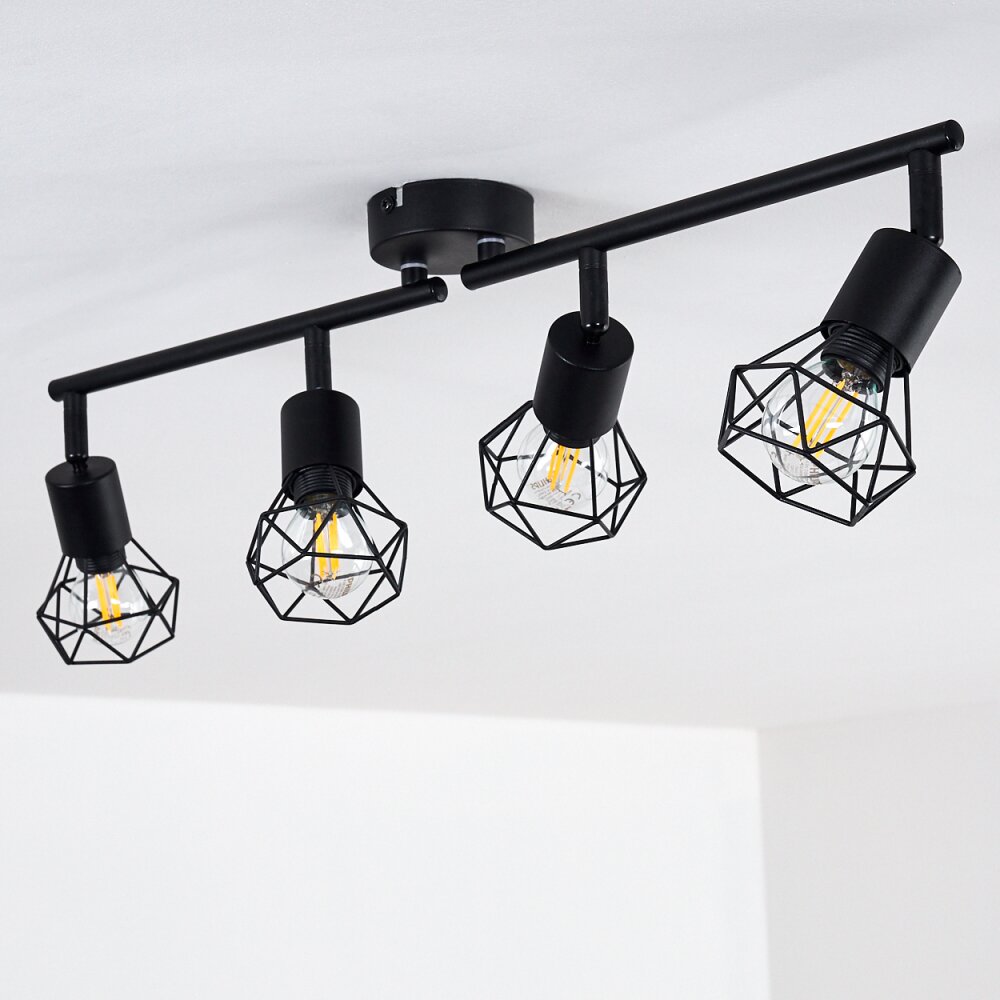 Baripada Plafondlamp Zwart, 4-lichts