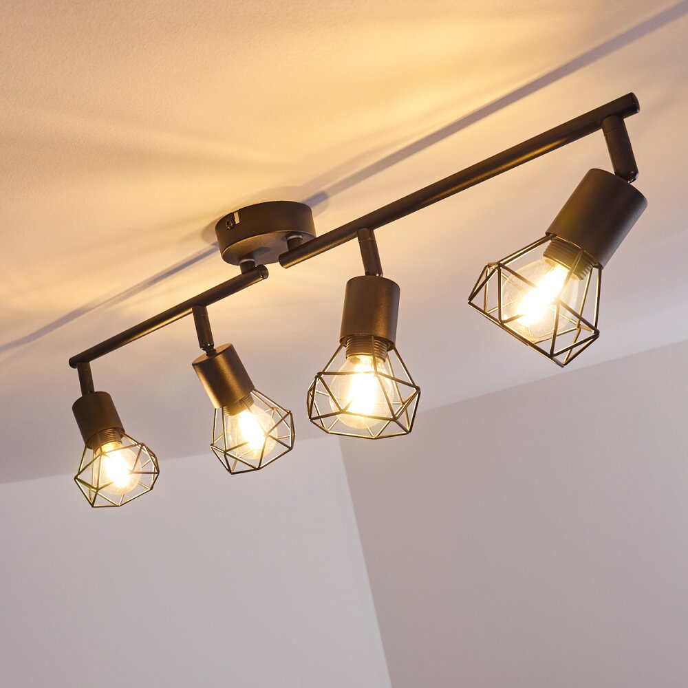 Baripada Plafondlamp Zwart, 4-lichts
