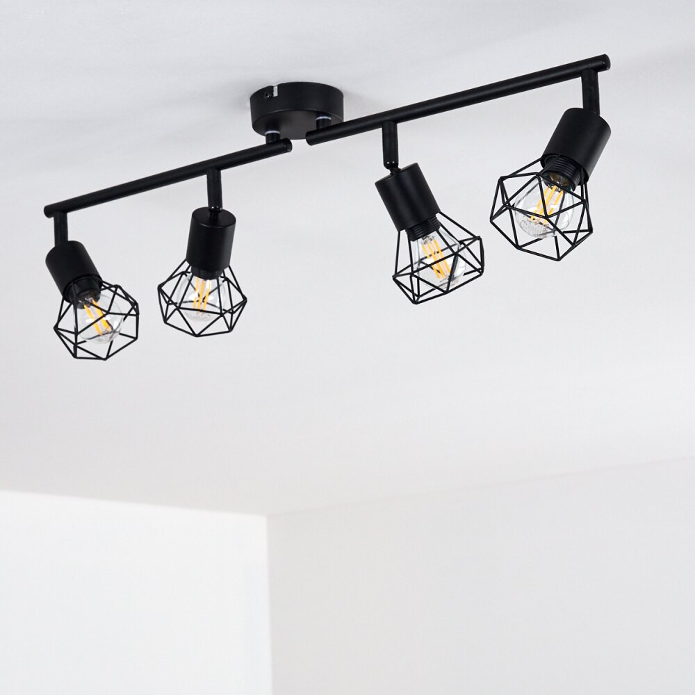 Baripada Plafondlamp Zwart, 4-lichts
