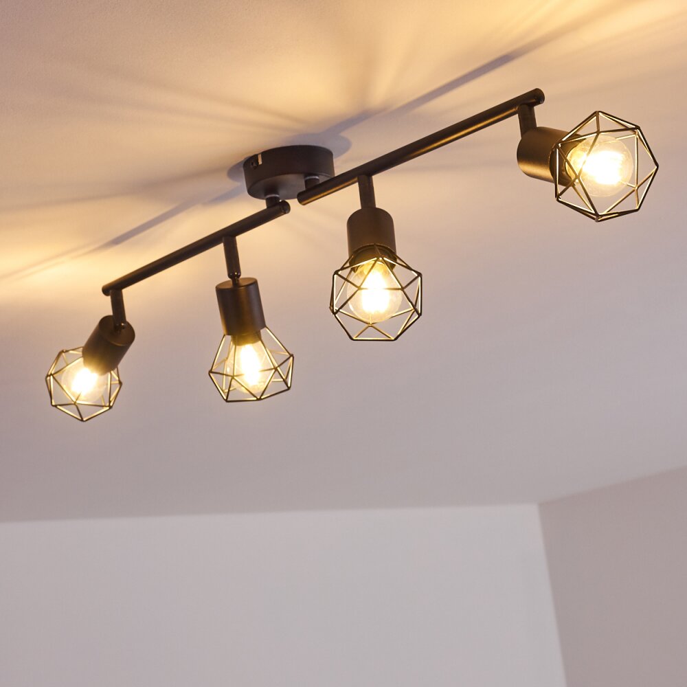 Baripada Plafondlamp Zwart, 4-lichts