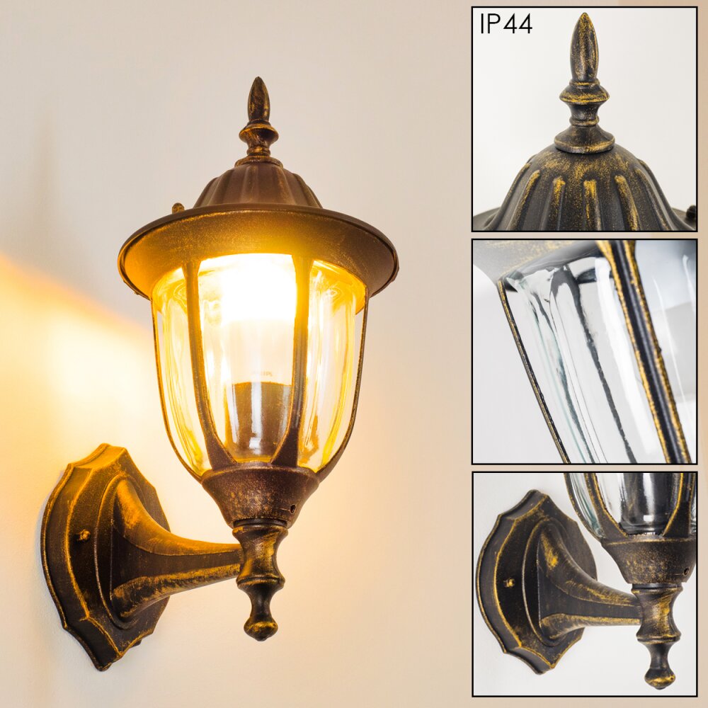 Ribadeo Buiten muurverlichting Zwart-Goud, 1-licht main product photo