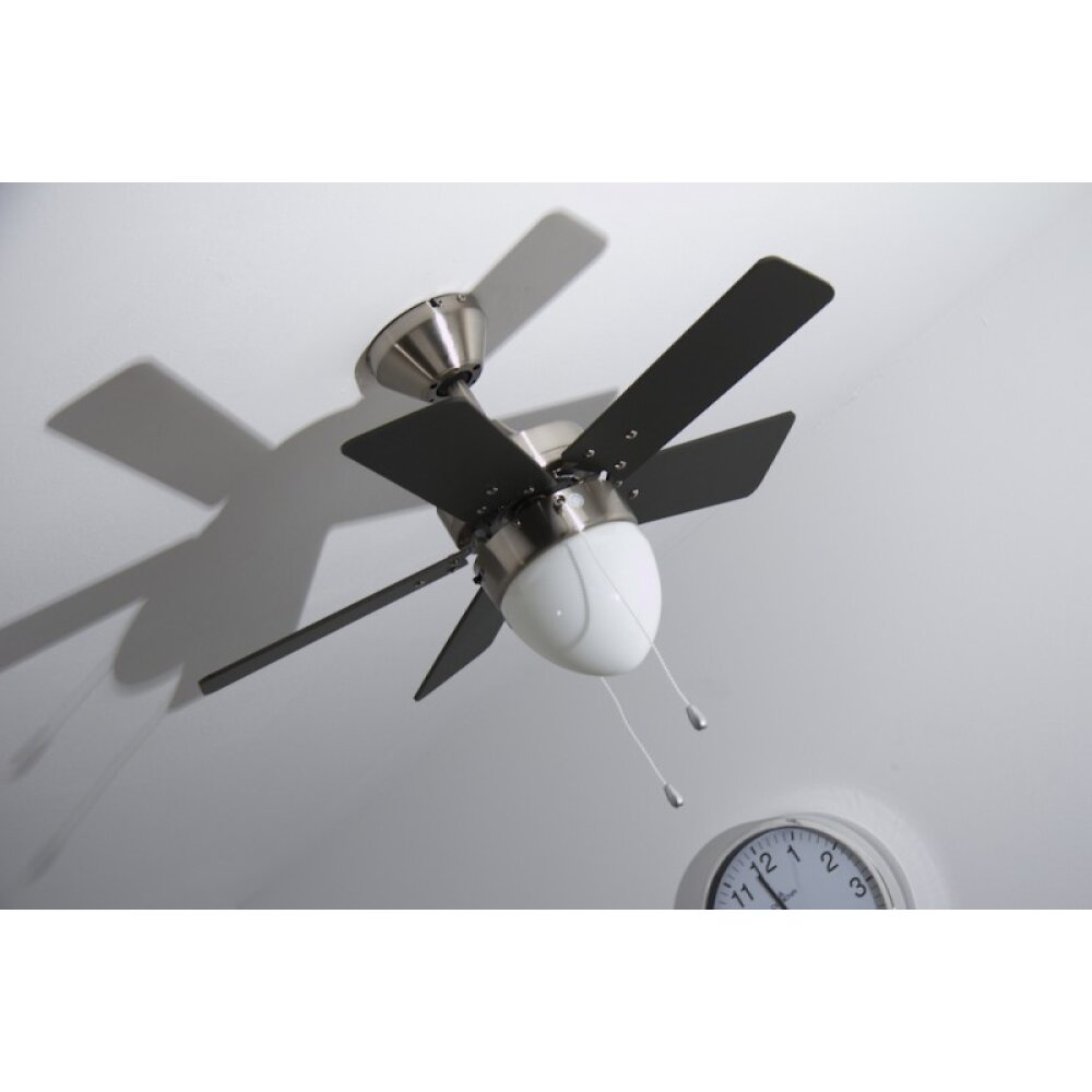 Globo MARVA Ventilator roestvrij staal, Grijs, Nikkel mat, Wit, 1-licht