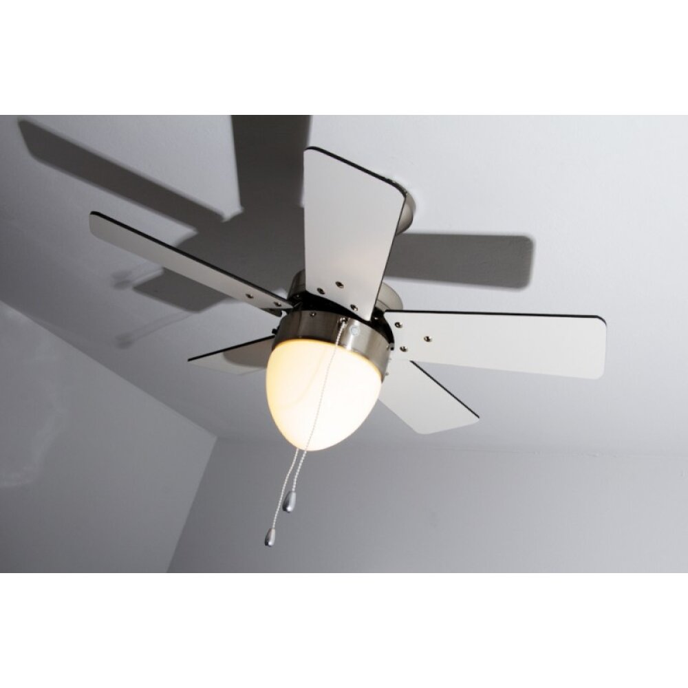 Globo MARVA Ventilator roestvrij staal, Grijs, Nikkel mat, Wit, 1-licht