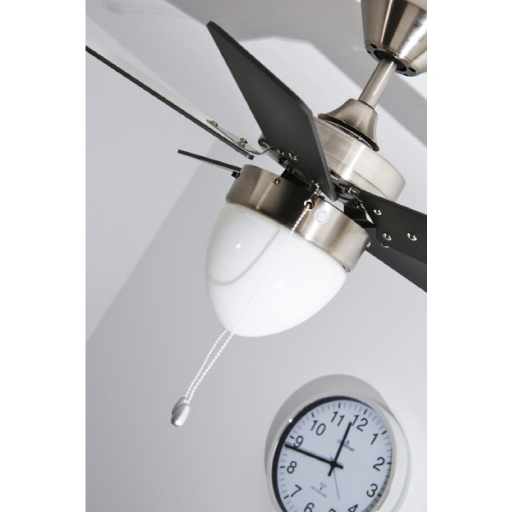 Globo MARVA Ventilator roestvrij staal, Grijs, Nikkel mat, Wit, 1-licht