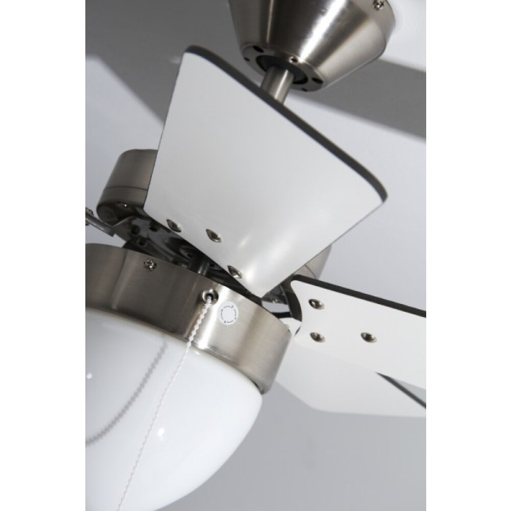 Globo MARVA Ventilator roestvrij staal, Grijs, Nikkel mat, Wit, 1-licht