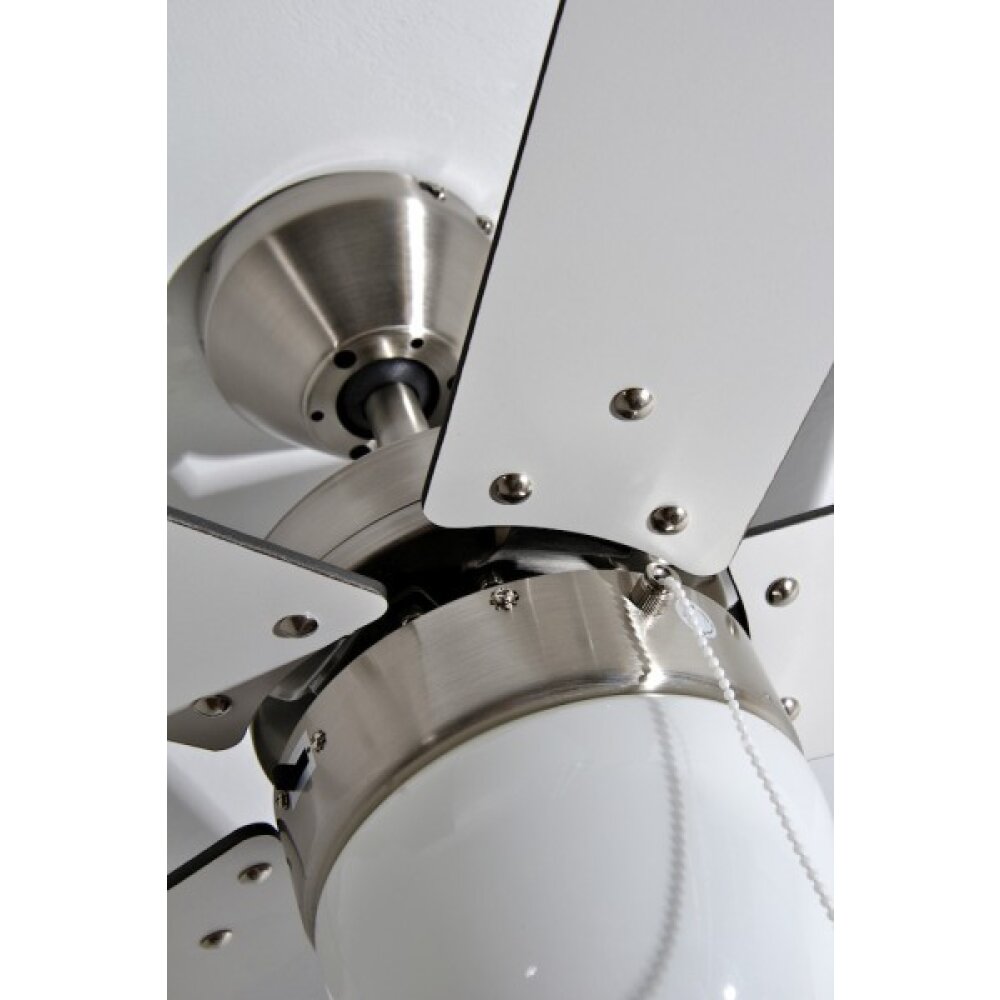 Globo MARVA Ventilator roestvrij staal, Grijs, Nikkel mat, Wit, 1-licht