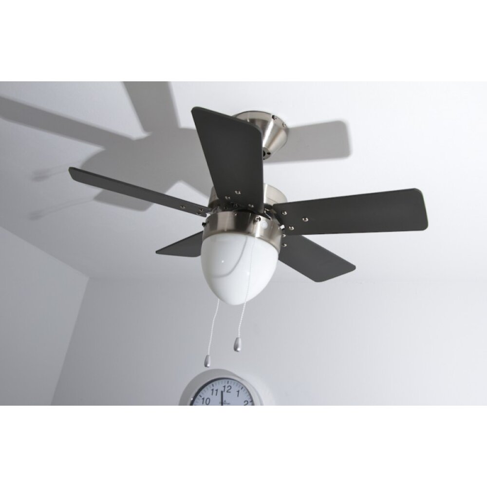 Globo MARVA Ventilator roestvrij staal, Grijs, Nikkel mat, Wit, 1-licht