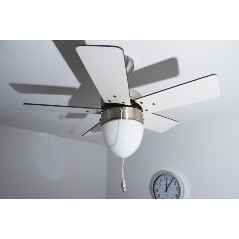 Globo MARVA Ventilator roestvrij staal, Grijs, Nikkel mat, Wit, 1-licht