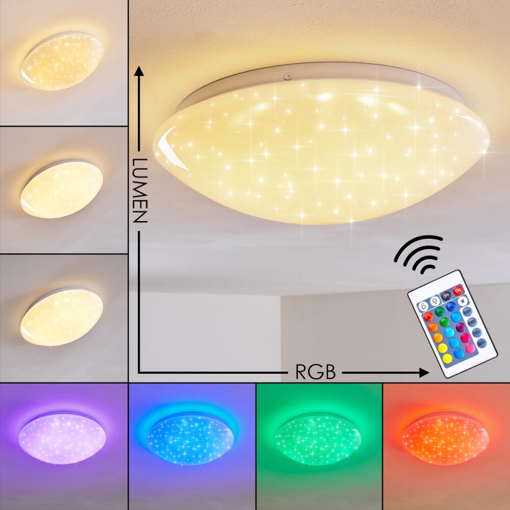 Kendal Plafondlamp LED Wit, 1-licht, Afstandsbediening, Kleurwisselaar main product photo