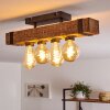 Montgomery Plafondlamp Hout donker, Zwart, 4-lichts