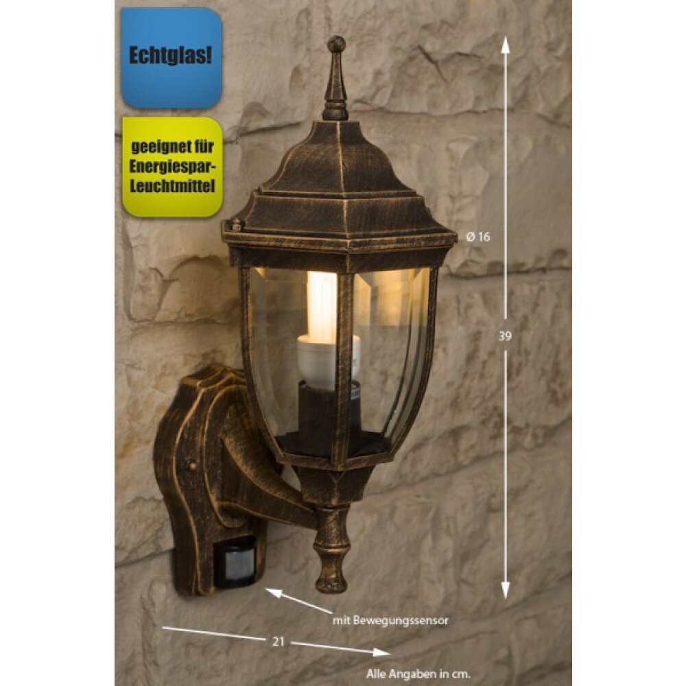 Rabalux Nizza Buiten muurverlichting Goud, Messing, Transparant, Helder main product photo
