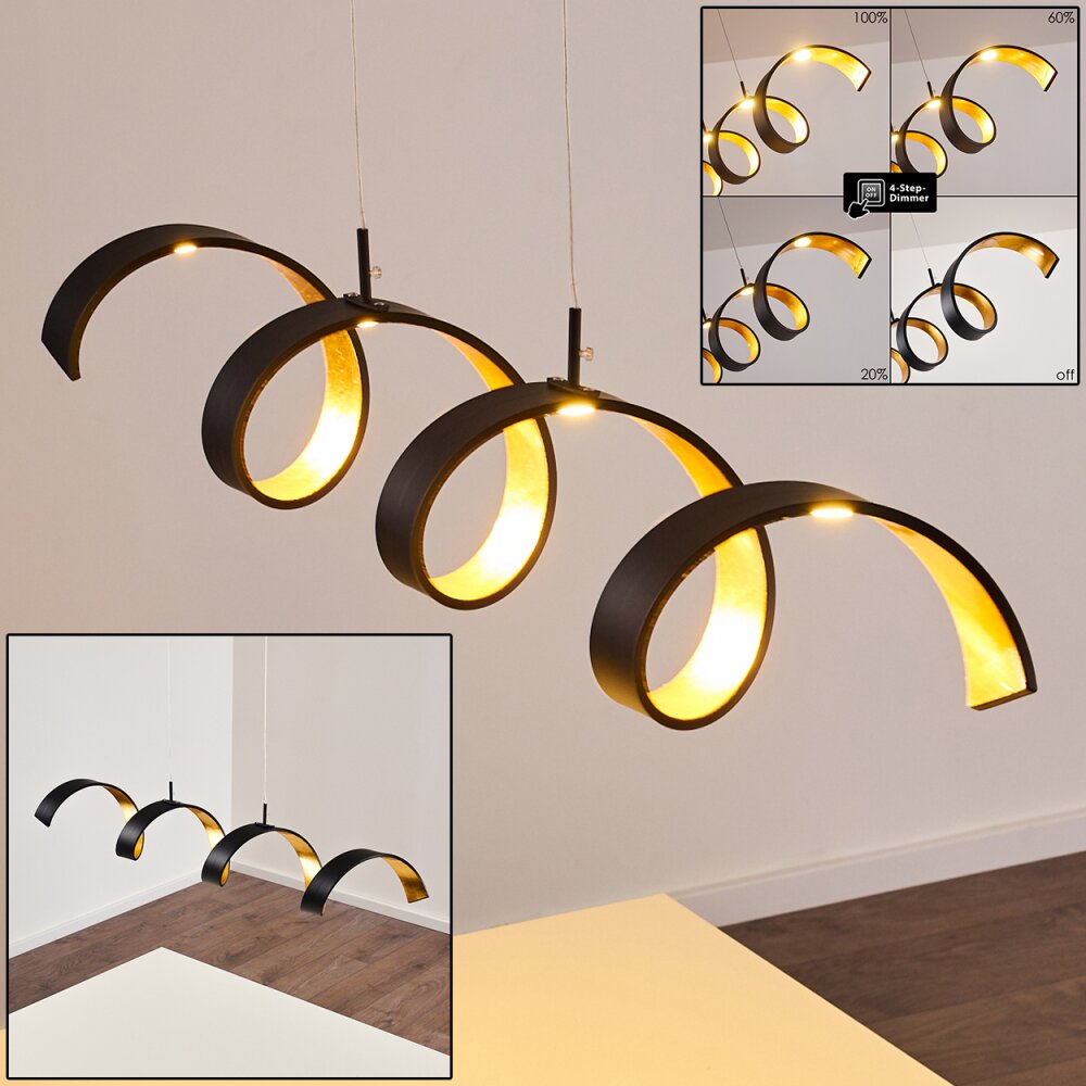 Rezat Hanglamp LED Zwart-Goud, 1-licht main product photo