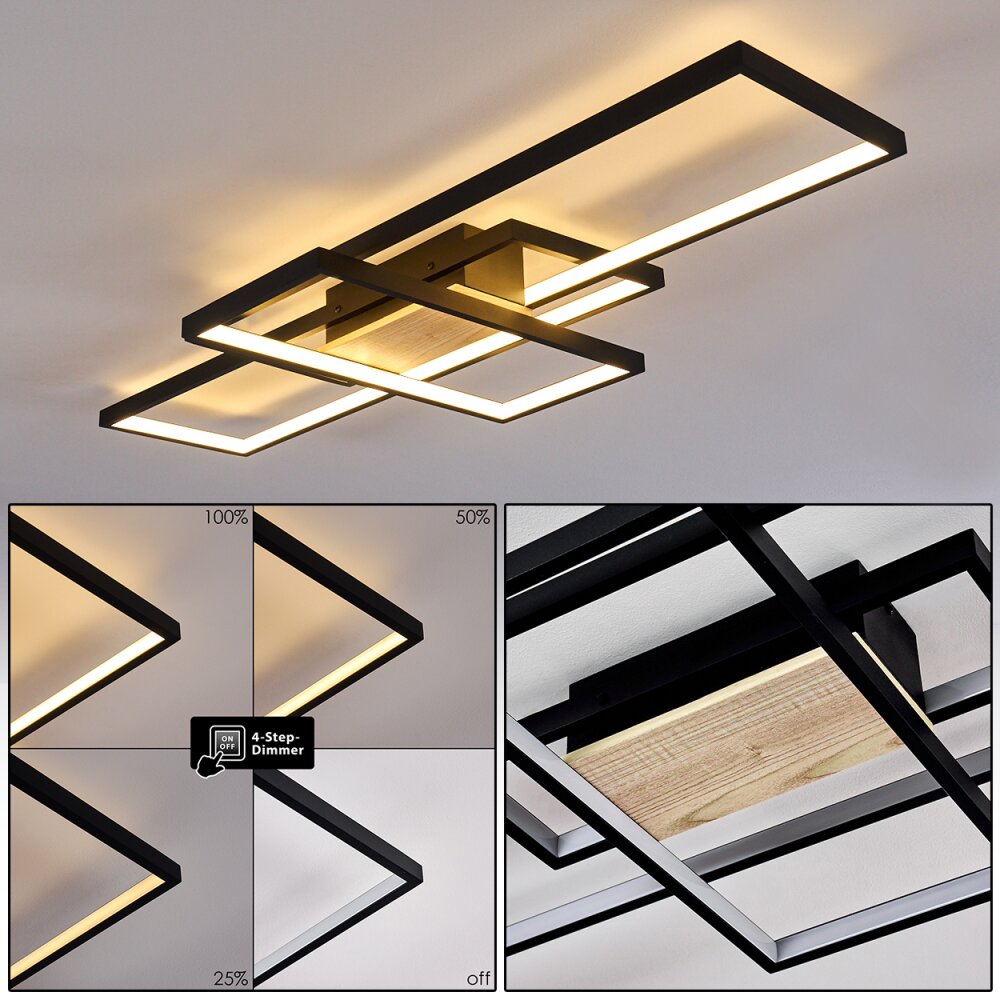 Alnarp Plafondlamp LED Hout licht, Zwart, 1-licht main product photo
