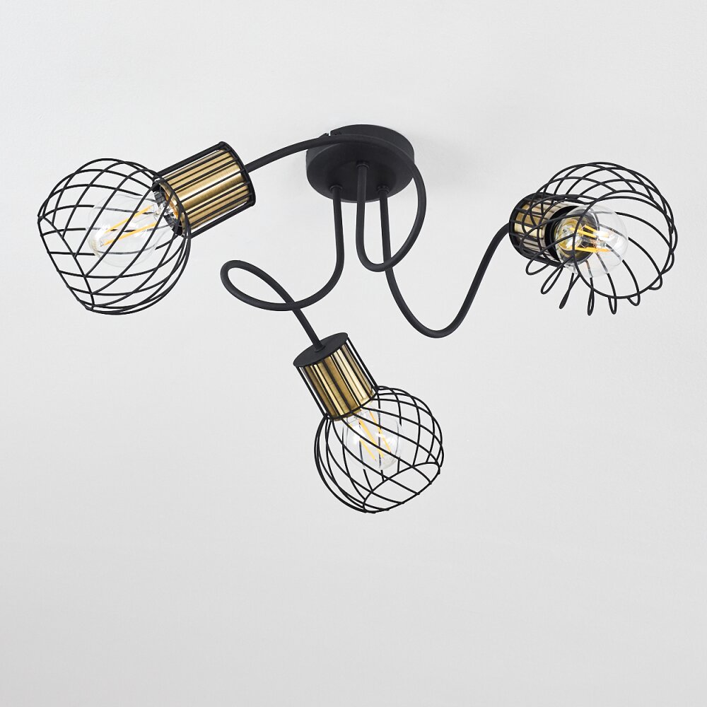 Bacau Plafondlamp Zwart, 3-lichts