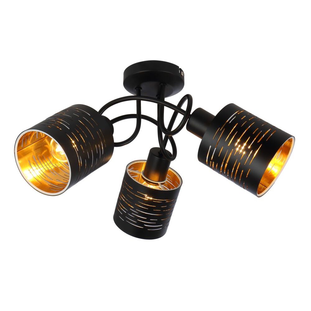 Globo TUNNO Plafondlamp Zwart, 3-lichts
