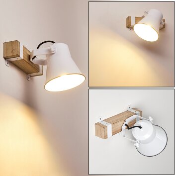 Oksbol Wandlamp Hout donker, Wit, 1-licht