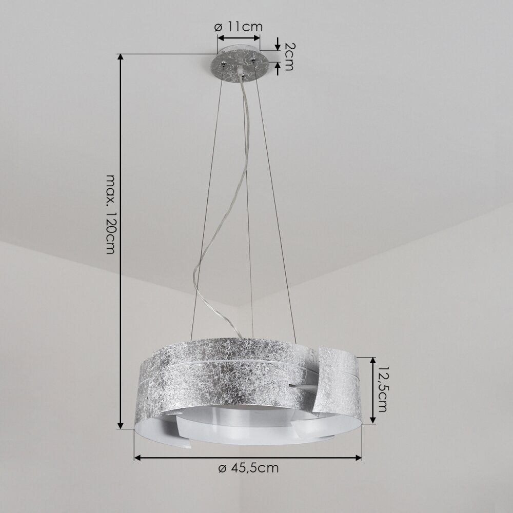 Novara Hanger Zilver, 3-lichts