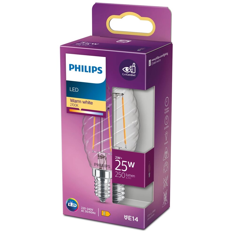 Philips LED E14 2 Watt 2700 Kelvin 250 Lumen main product photo