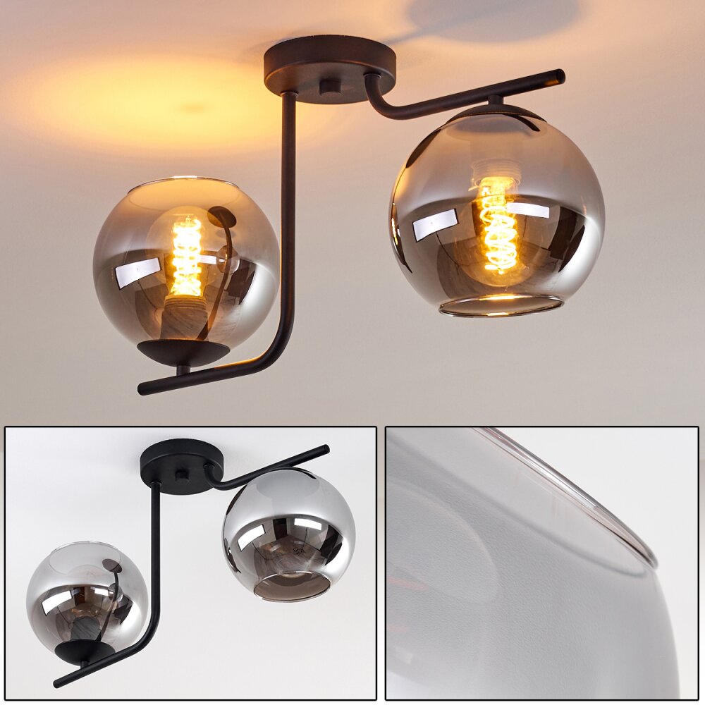 Cayuta Plafondlamp Zwart, 2-lichts main product photo