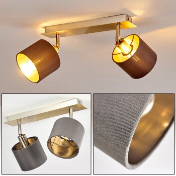 Tibro Plafondlamp Messing, Nikkel mat, 2-lichts