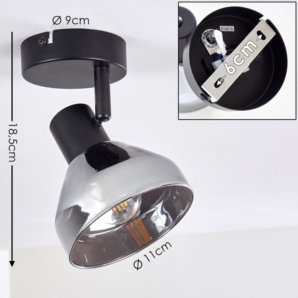 Tyksov Plafondlamp Zwart, 1-licht