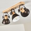 Orny Plafondlamp Antraciet, Hout licht, 3-lichts