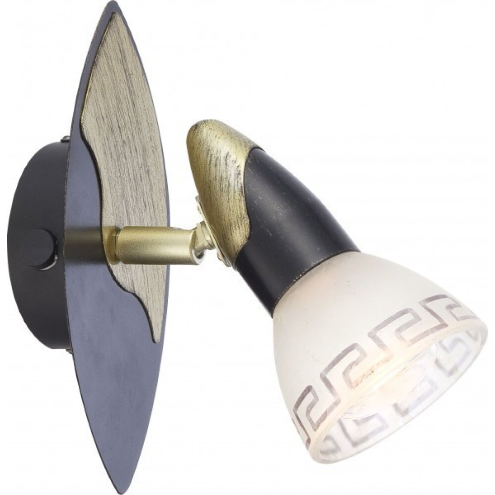 Globo NOVARA Spotlamp Goud, Hout donker, Zwart, 1-licht