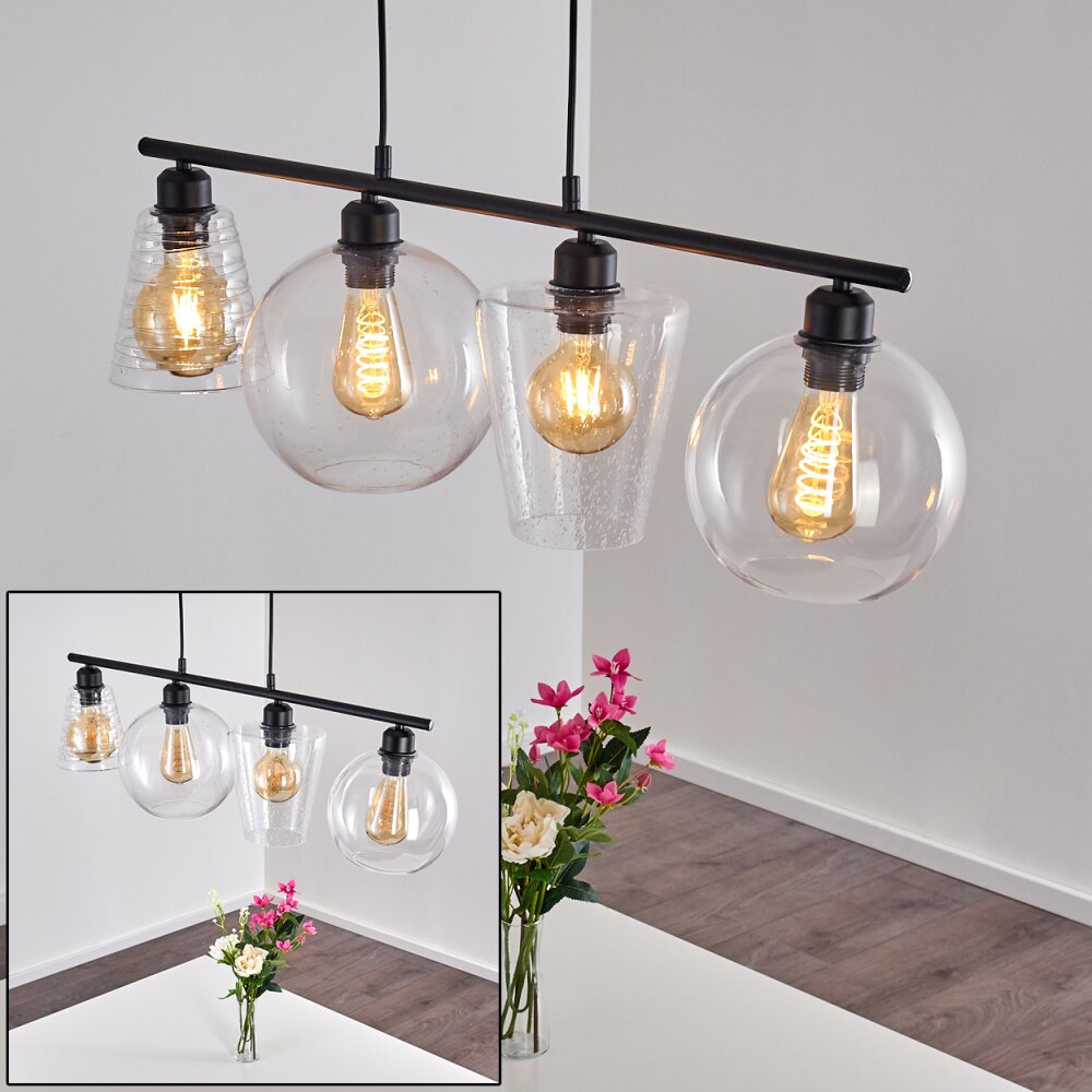 Baudette Hanglamp Zwart, 4-lichts main product photo