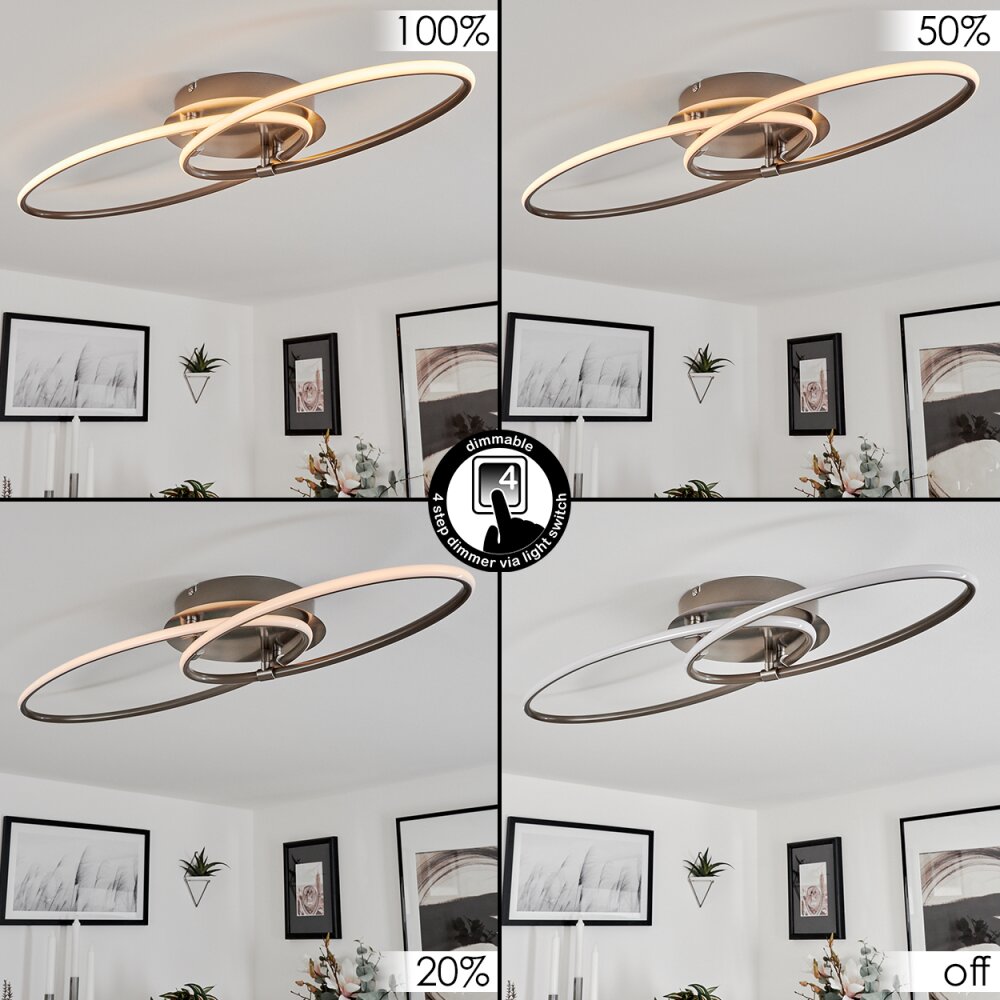 Harpeth Plafondlamp LED Nikkel mat, 1-licht