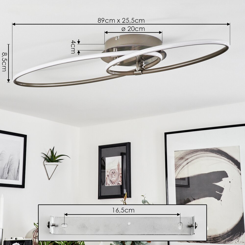Harpeth Plafondlamp LED Nikkel mat, 1-licht