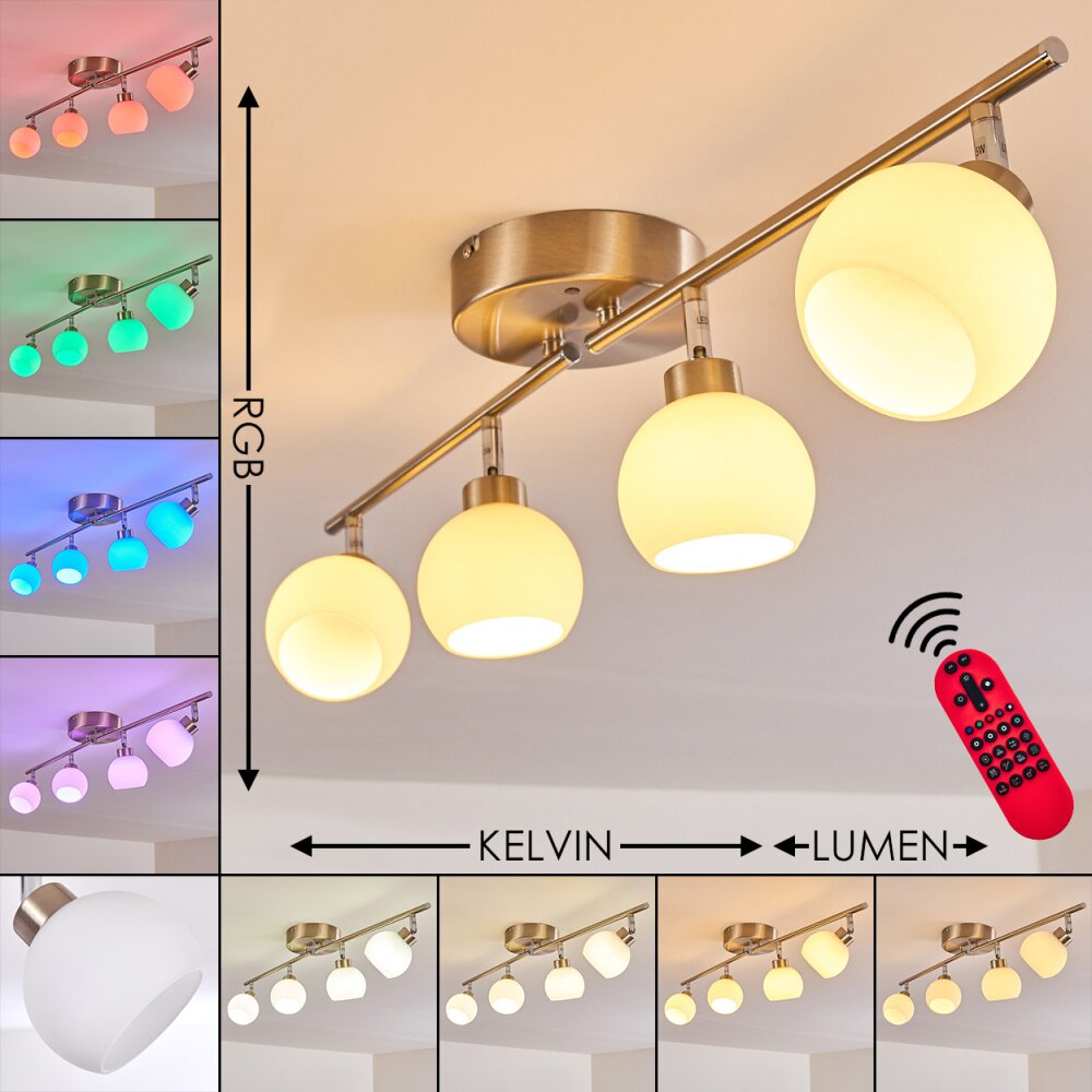 Motala Plafondlamp LED Nikkel mat, 4-lichts, Afstandsbediening, Kleurwisselaar main product photo