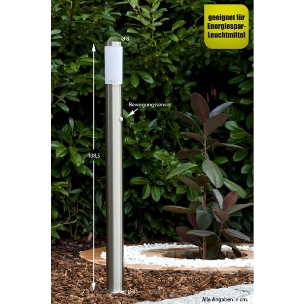 Massive Padverlichting roestvrij staal, Wit, 1-licht, Bewegingsmelder main product photo