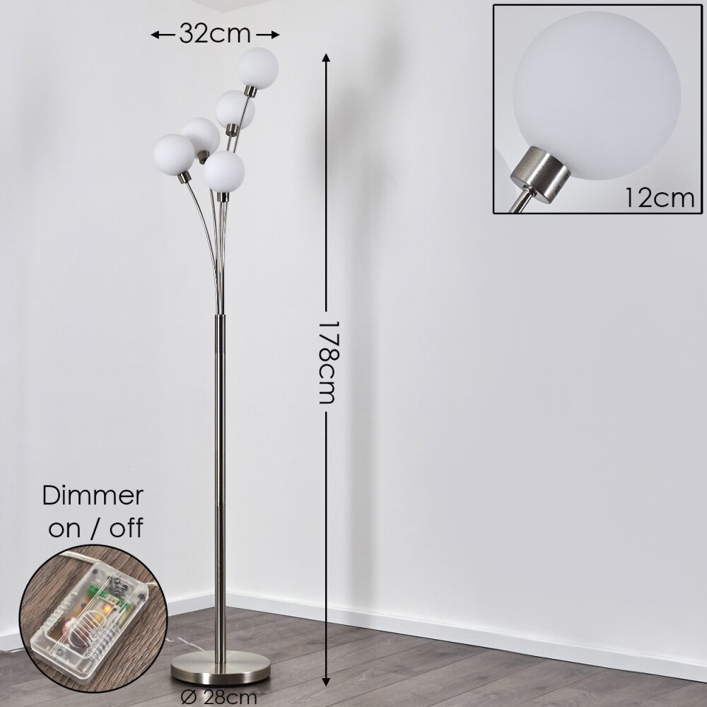 Bernado Staande lamp Nikkel mat, 5-lichts