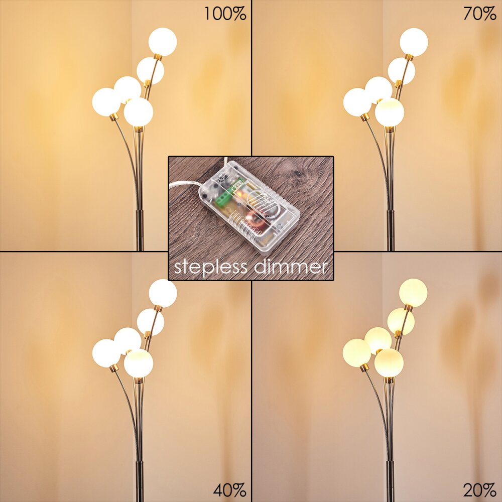 Bernado Staande lamp Nikkel mat, 5-lichts